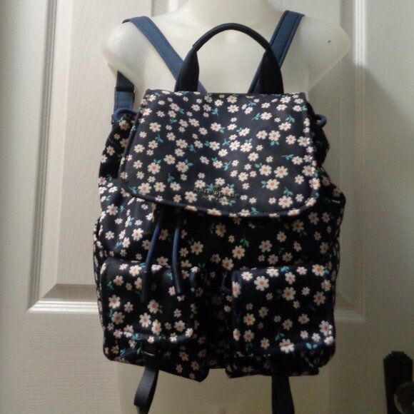 KATE SPADE FLORAL NYLON BACK PACK EUC - Picture 1 of 6